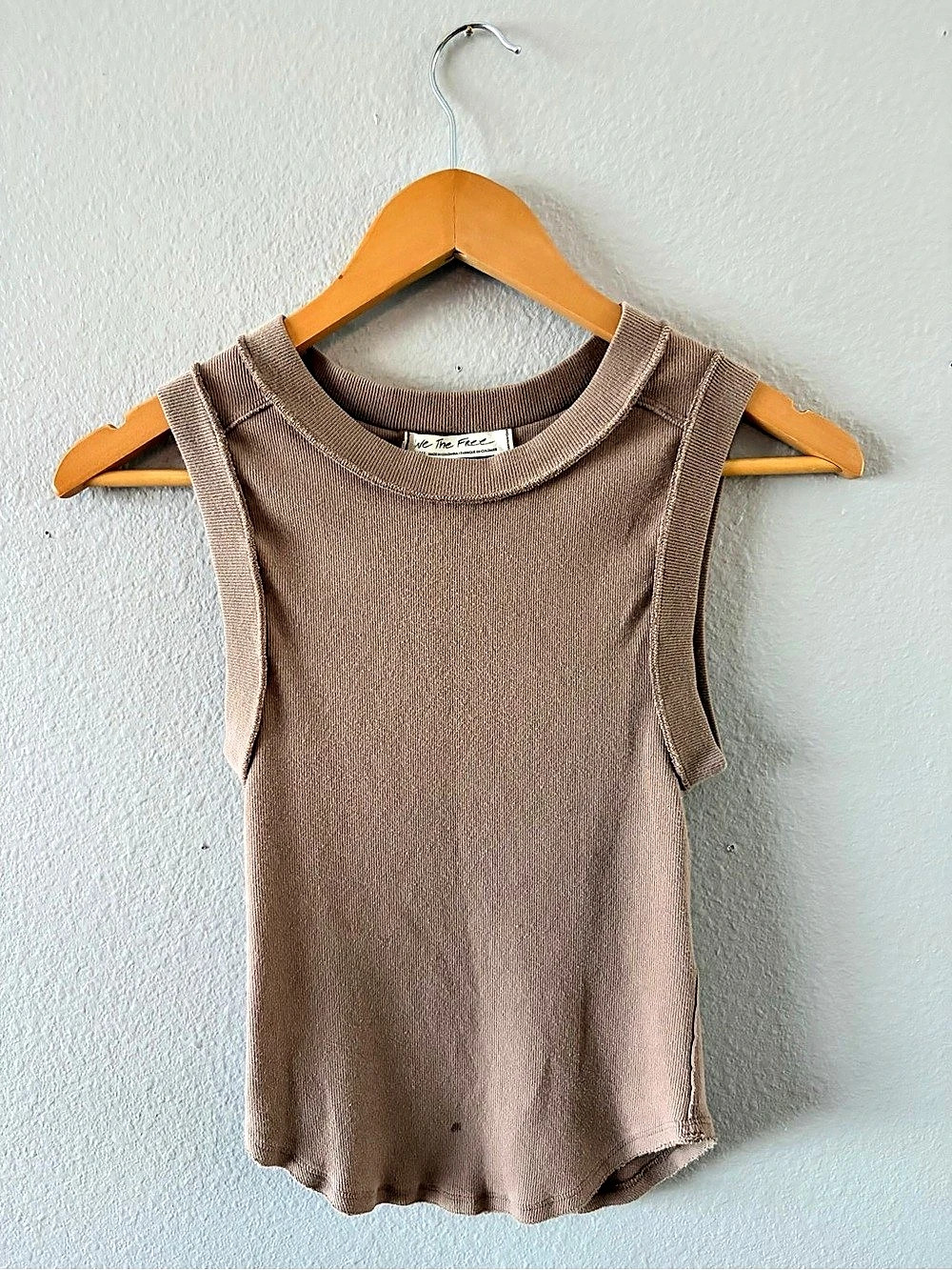 Free People Kate Tank Ribbed Muscle Tee in Brown
